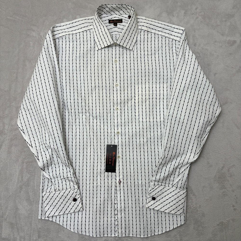 NWT Ben Sherman Vintage Striped Button Up 16 34-35 New with tags French Cuffs